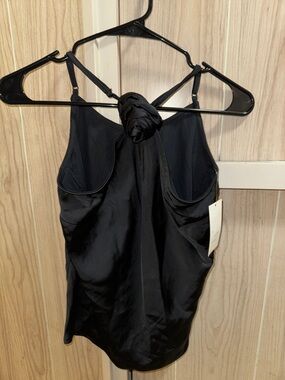a new day Black Satin Halter Tank Top